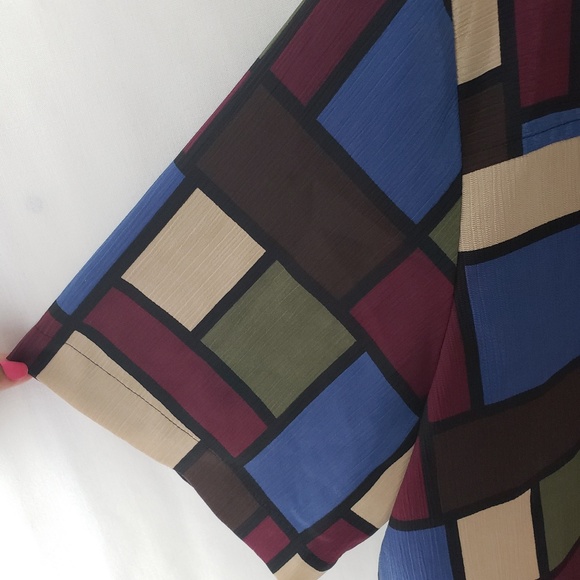 Women's Color Block Fashion Blouse Plus #77 - Picture 3 of 7